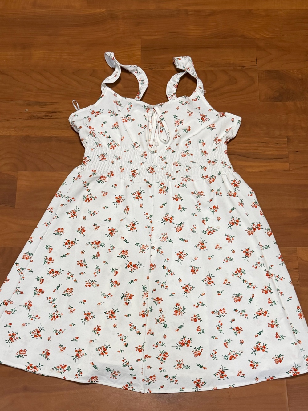 ROMWE White Midi Dress with Orange Floral Print